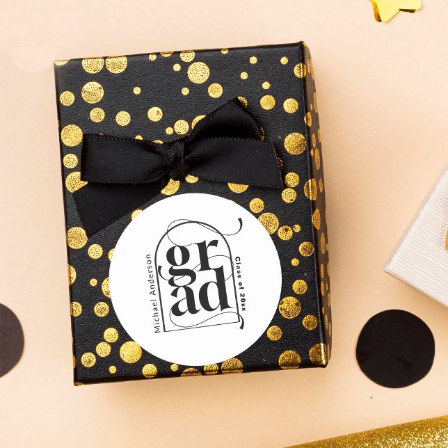 Moderner Minimalistischer Schwarzer Bogen, feiner  Runder Aufkleber (Von Creator hochgeladen)