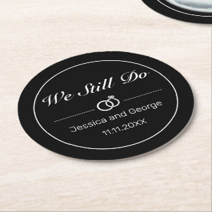 Moderner Minimalistischer Schwarzer Jubiläum Runder Pappuntersetzer