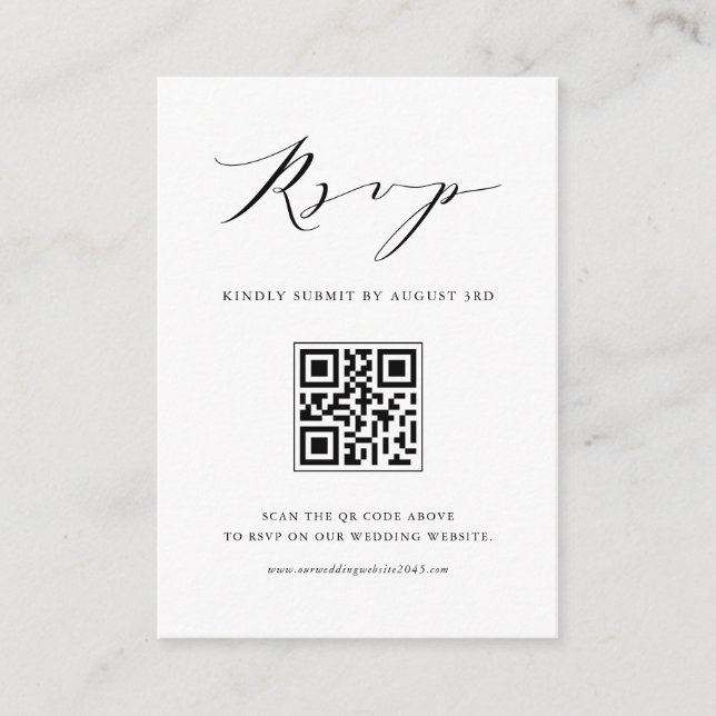 Moderner Minimalistischer Script-Black QR-Code UAW Begleitkarte (Vorderseite)