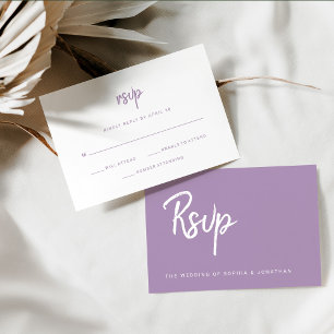 Moderner Minimalistischer Script-Lavendel   Hochze RSVP Karte