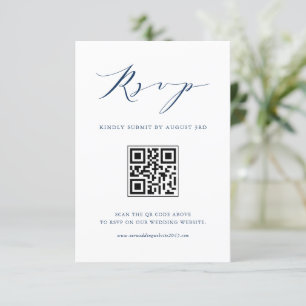 Moderner Minimalistischer Script Navy Blue Wedding RSVP Karte