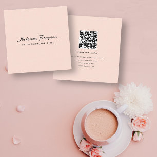 Moderner Minimalistischer Signaturskript QR Code R Quadratische Visitenkarte