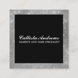 Moderner Minimalistischer Silver Glitzer Einfaches Quadratische Visitenkarte