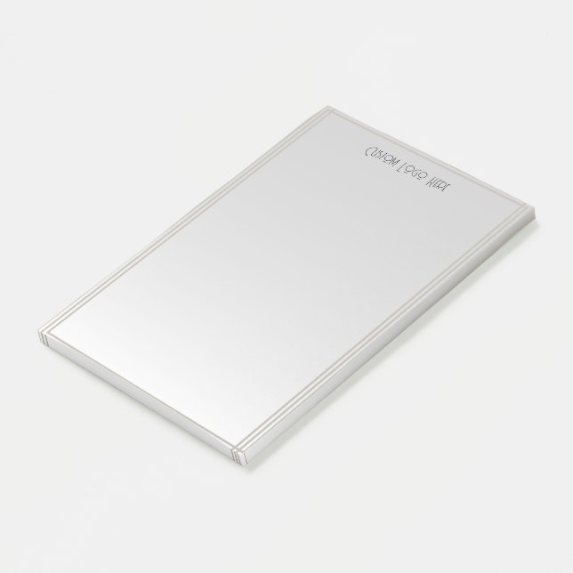 Moderner Minimalistischer Streifen Grau glänzend Post-it Klebezettel (angewinkelt)