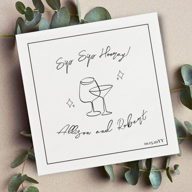 Moderner Minimalistischer trendiger Cocktail Sip H Serviette (Von Creator hochgeladen)