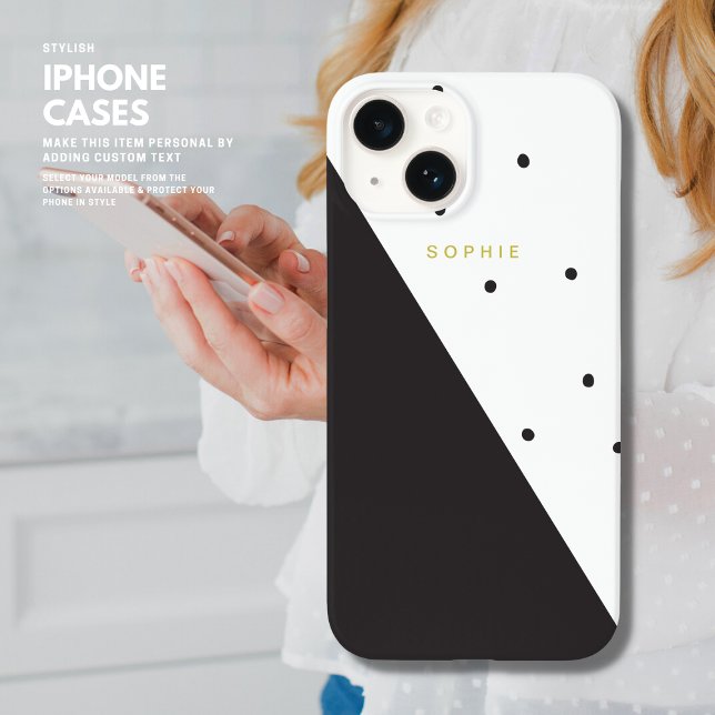 Moderner Minimalistischer Trendschwarz-weißer Polk Case-Mate iPhone Hülle (Von Creator hochgeladen)