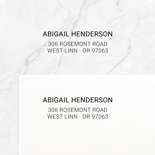 Moderner Minimalistischer Typo Basic 10 | RÜCKSEND Permastempel (Simple modern minimalist typography return address rubber stamp template for self-inking stamps.)