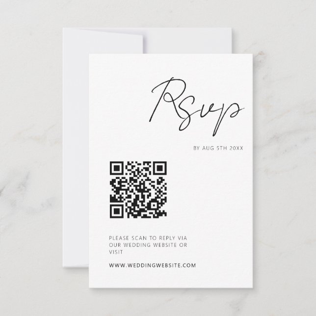 Moderner Minimalistischer UAWG QR-Code RSVP Karte (Vorderseite)
