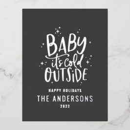 Moderner, minimalistischer Weihnachts-grauer Foil  Folien Feiertagspostkarte