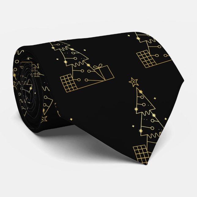 Moderner Minimalistischer Weihnachtsbaum Black Krawatte (Gerollt)