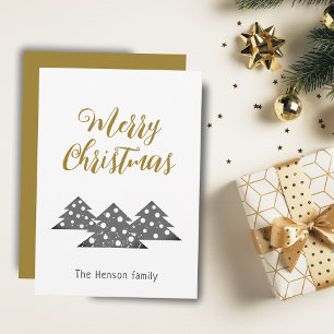 Moderner minimalistischer Weihnachtsbaum Familienu Feiertagskarte