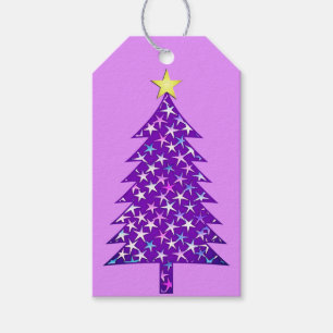 Moderner Minimalistischer Weihnachtsbaum in Lila S Geschenkanhänger