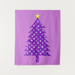 Moderner Minimalistischer Weihnachtsbaum in Lila S Wandteppich