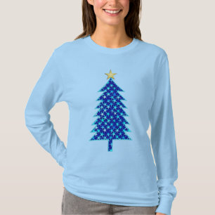 Moderner Minimalistischer Weihnachtsbaum mit blaue T-Shirt