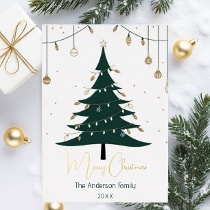 Moderner Minimalistischer Weihnachtsbaum Non-Foto Folien Feiertagskarte