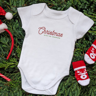 Moderner Minimalistischer Weihnachtsname Baby Strampler