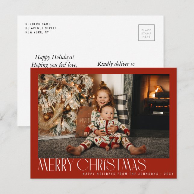 Moderner, minimalistischer Weihnachtsurlaub Postkarte (Vorne/Hinten)