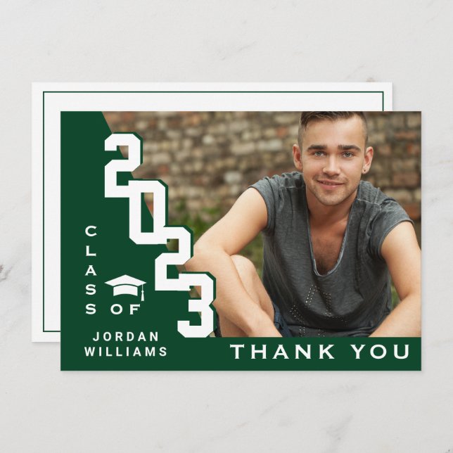 Moderner Minimalistischer weißer Abschluss Dankeskarte (Vorne/Hinten)