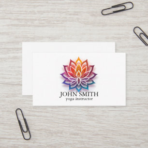 Moderner minimalistischer weißer Lotus-Yoga-Lehrer Visitenkarte