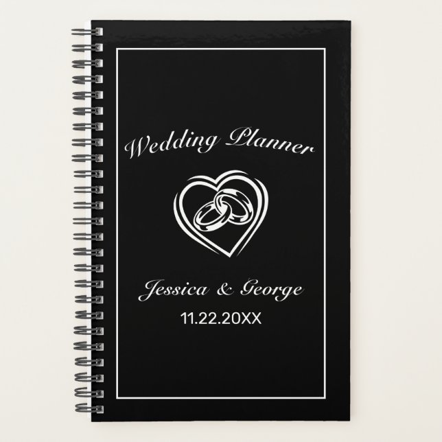Moderner Minimalistischer White Black Wedding Plan Planer (Vorderseite)