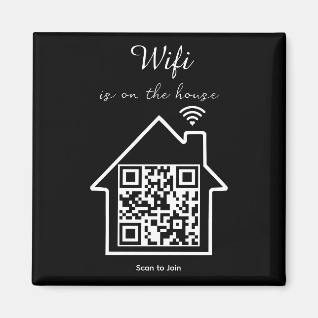 Moderner Minimalistischer WiFi QR Code Magnet (Vorne)