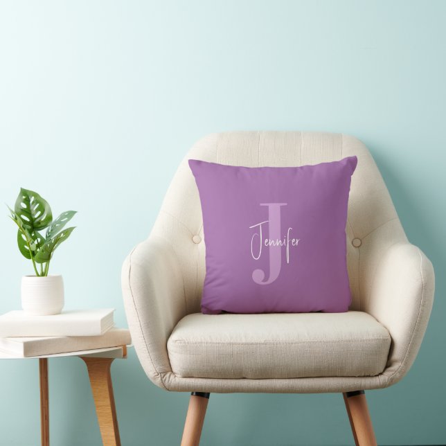 Moderner Minimalname Initial Monogram Lavender Kissen (Stuhl )