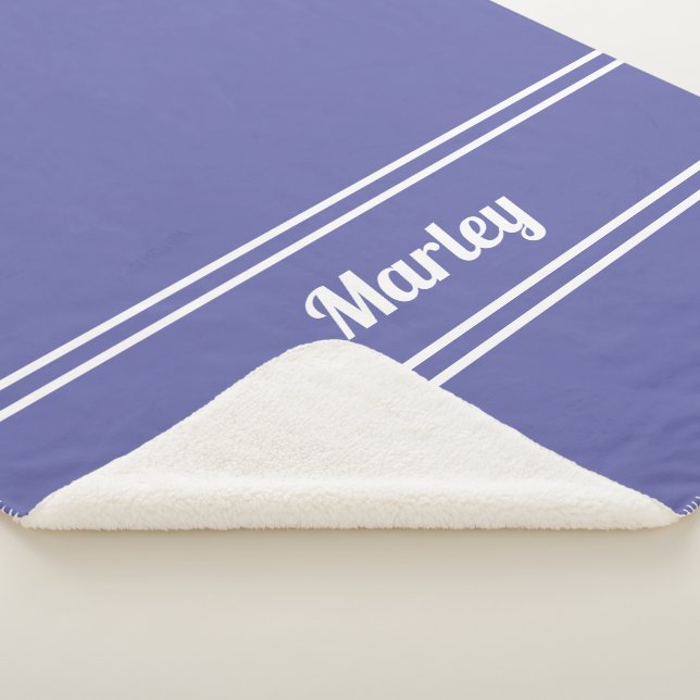 Moderner Minimalname Mit Monogramm Blue Sherpadecke (3/4)