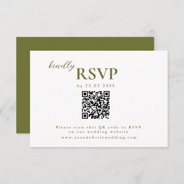 Moderner Mininalist Olive Green Wedding chic RSVP Karte (Vorne/Hinten)