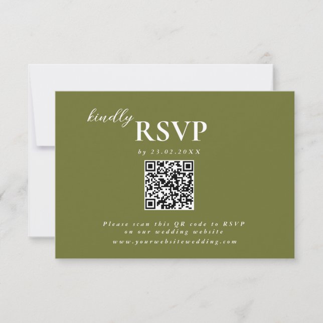 Moderner Mininalist Olive Green Wedding chic RSVP Karte (Vorderseite)
