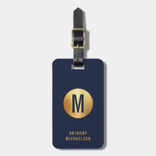 Moderner Mit Monogramm gebürsteter Metallic-Gold-E Gepäckanhänger