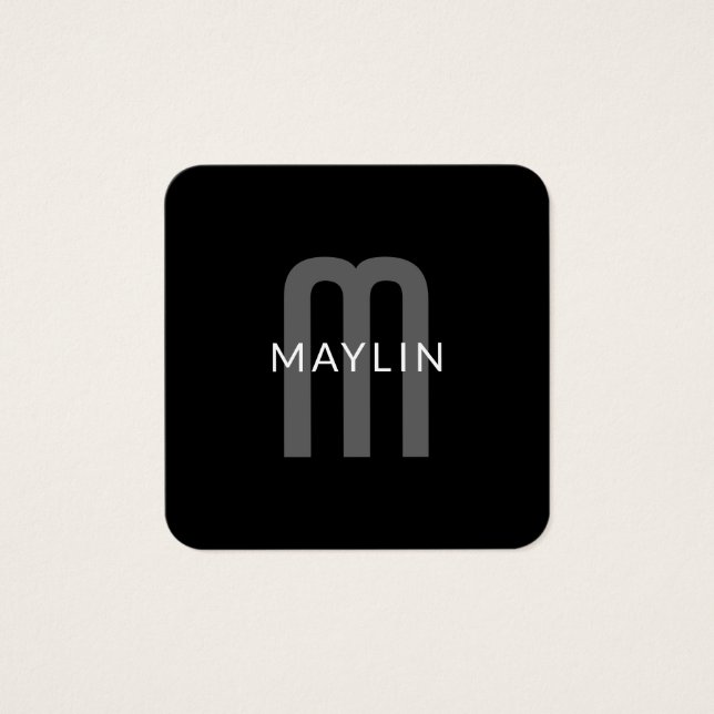 Moderner Mit Monogramm Name | Black Gray White (Vorderseite)