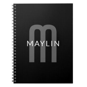 Moderner Mit Monogramm Name   Black Gray White Notizblock