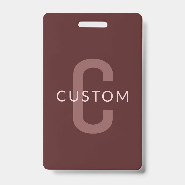 Moderner Mit Monogramm Name | Maroon Red Ausweis (Vorderseite)