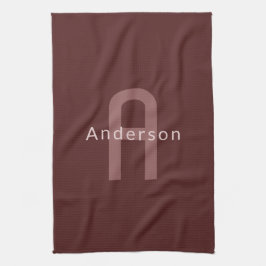 Moderner Mit Monogramm Name | Maroon Red Geschirrtuch