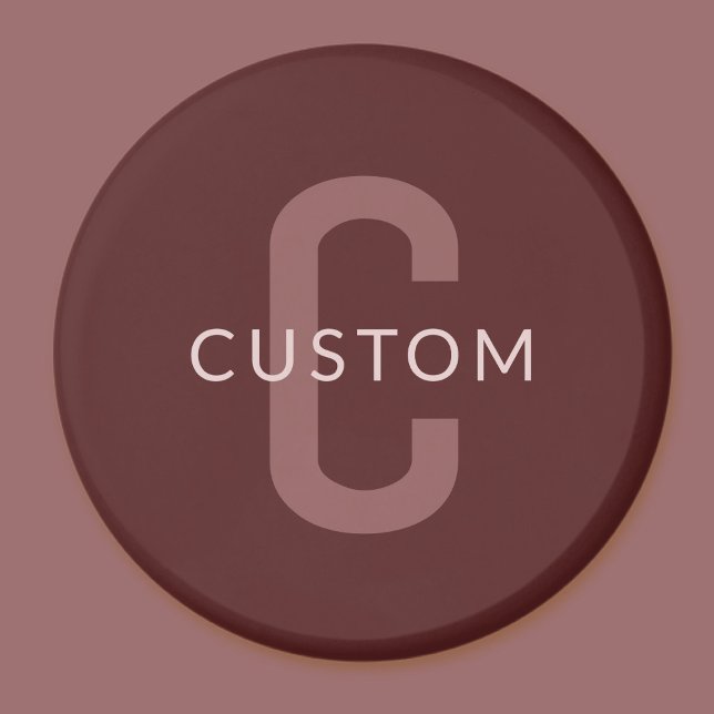 Moderner Mit Monogramm Name | Maroon Red Magnet (Von Creator hochgeladen)