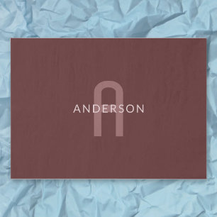 Moderner Mit Monogramm Name   Maroon Red Seidenpapier