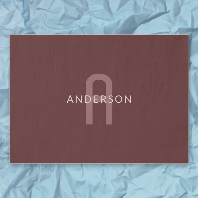 Moderner Mit Monogramm Name | Maroon Red Seidenpapier (Von Creator hochgeladen)