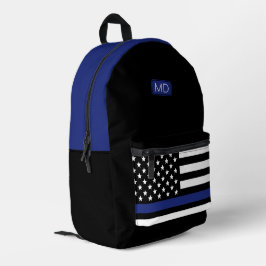 Moderner Mit Monogramm Polizeibeamter Thin Blue Li Bedruckter Rucksack