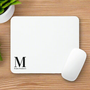 Moderner Mit Monogramm Schwarz-Weiß-Name Mousepad