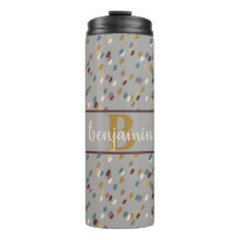 Moderner Mit Monogramm Taupe-Thermal-Tumbler
