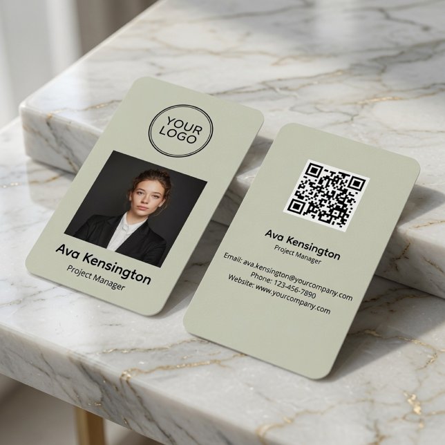 Moderner Mitarbeiter-Foto-QR-Code  Visitenkarte (Von Creator hochgeladen)