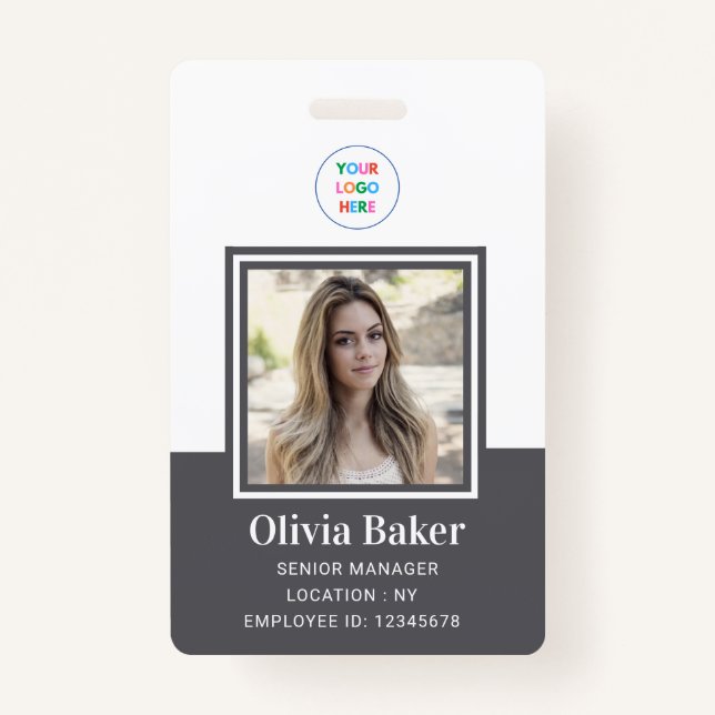 Moderner Mitarbeiter für Graue Namen Foto Firmenlo Ausweis (Vorderseite)