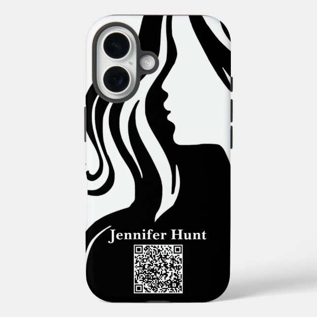 Moderner , Mitarbeiter, Schwarzweiß QR Code Case-Mate iPhone Hülle (Rückseite)
