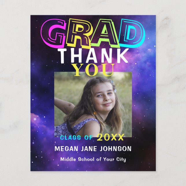 Moderner Mittelschüler Abschluss Vielen Dank Flyer (Vorne)