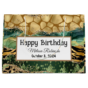 Moderner Mix Animal Print Glitzer Große Geschenktüte