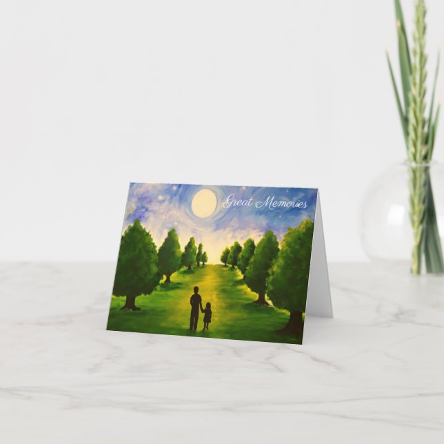 Moderner, moderner Abend mit Bäumen und Vater Karte (Vorderseite)