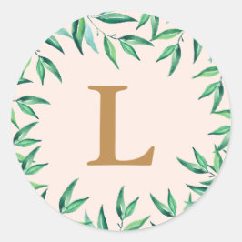 Moderner Mongram-Sticker für Tropical Beach Weddin Runder Aufkleber