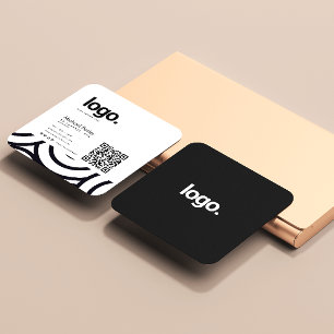 Moderner monochromer Beruflicher QR-Code Quadratische Visitenkarte