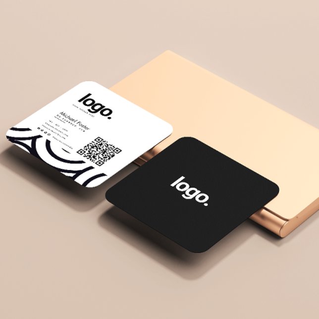 Moderner monochromer Beruflicher QR-Code Quadratische Visitenkarte (Von Creator hochgeladen)