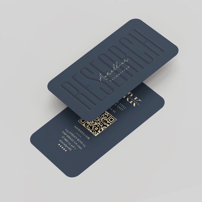 Moderner Monogram-Forschungstechniker Dark Blue Go Visitenkarte (Modern Monogram Research Technician Dark Blue Gold Business Card
)